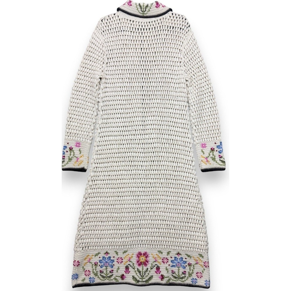 Lucky Brand VTG Wool Crochet Knit Long Cardigan Sweater Coat Duster‎ Womens XL - Picture 4 of 12